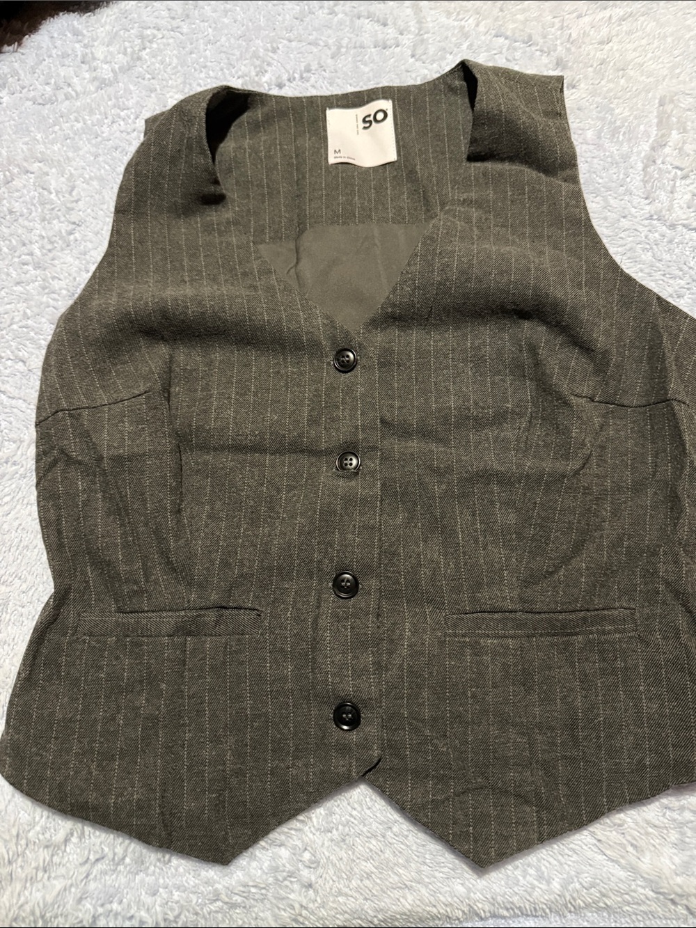 SO Women's Gray Pinstripe Vest